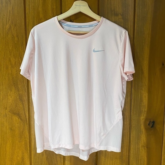 Nike: Dri-Fit Women's Mesh Athletic Workout Gym‎ T-Shirt Top Blush Pink Large - Picture 2 of 9